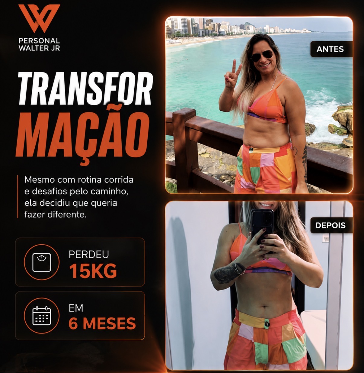 Aluna – transformação de 15kg em 6 meses